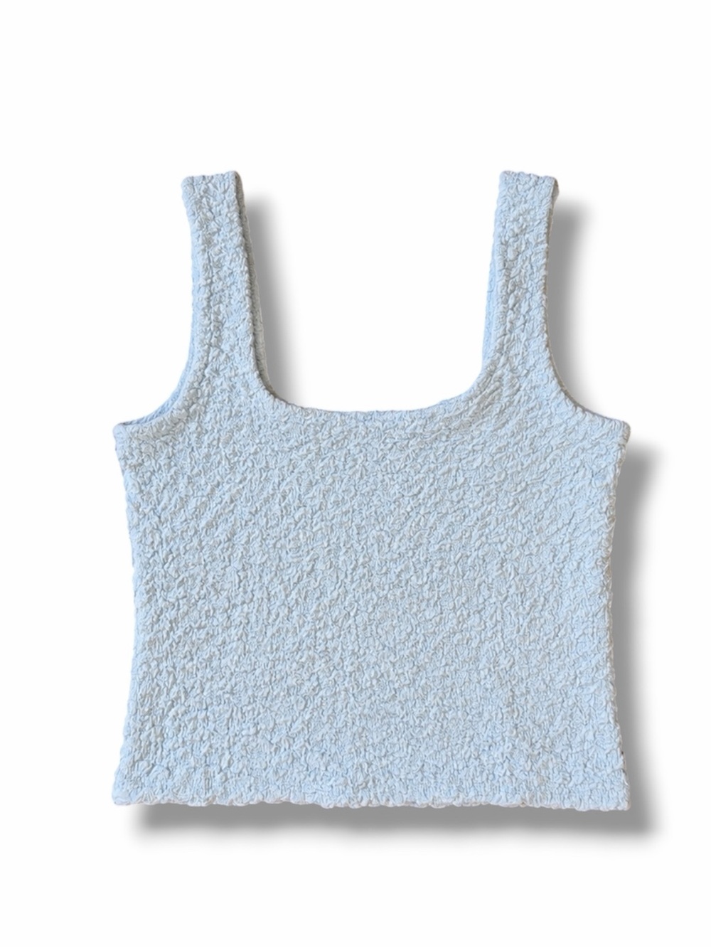 ON-34TH Light Blue‎ Textured Cropped Tank Top Large